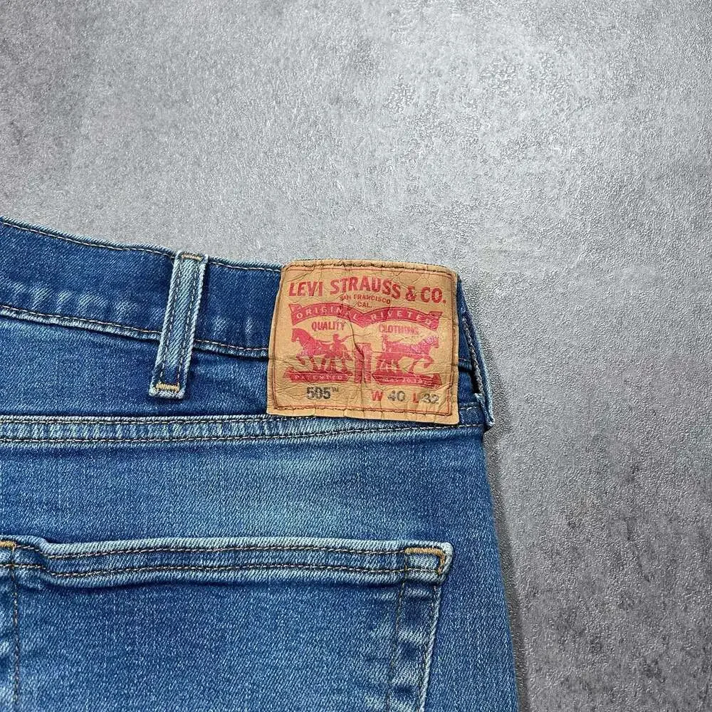 Levi's 505 Straight Leg Distressed Blue Denim Jeans